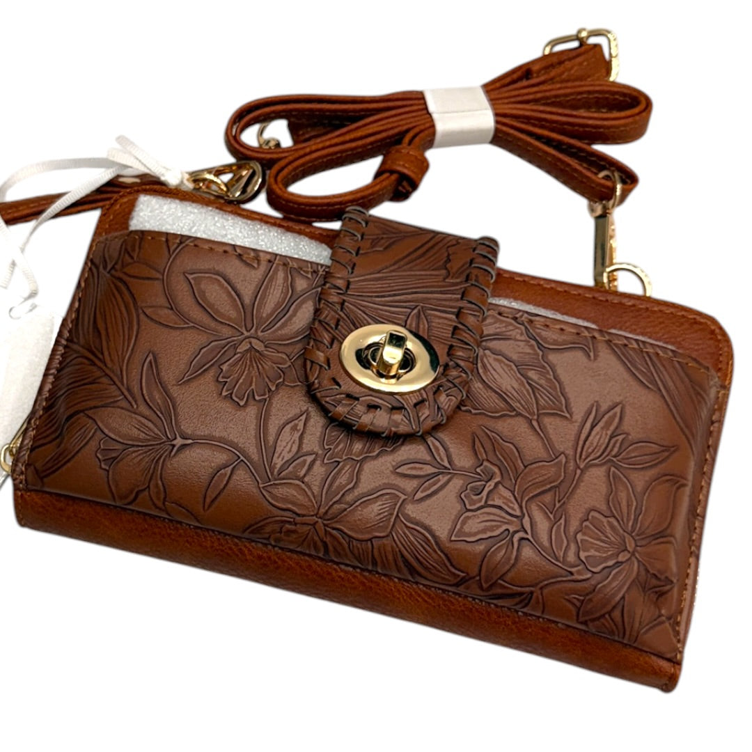 Western Floral Brown Crossbody Handbag