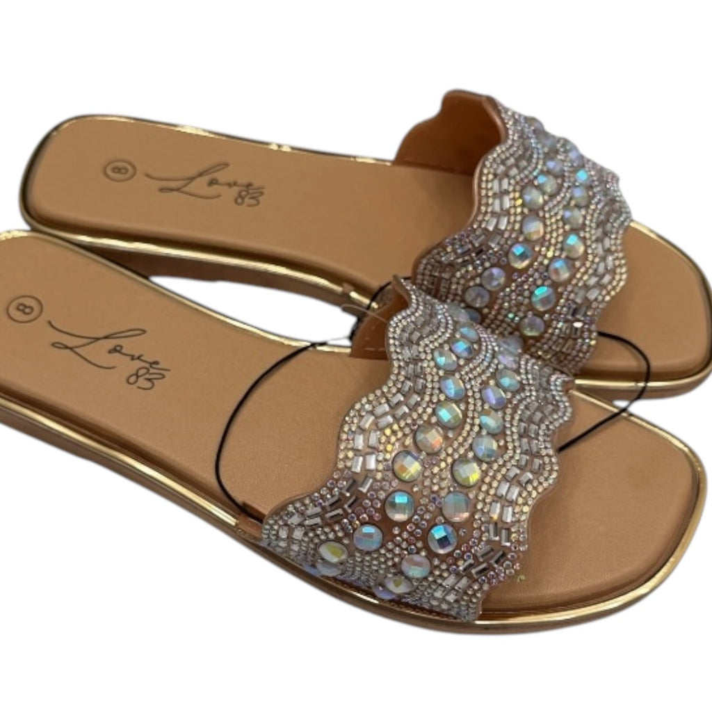 Gold & Silver Sparkle Gem Sandals Size 8