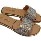 Gold & Silver Sparkle Gem Sandals Size 8