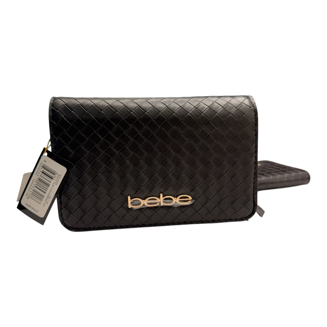 Black & Gold Woven BeBe Purse Crossbody with Wallet