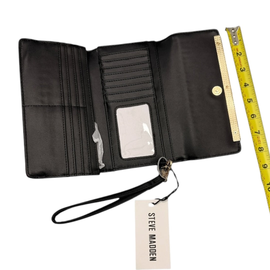 Steve Madden Flower Wallet Black & Gold