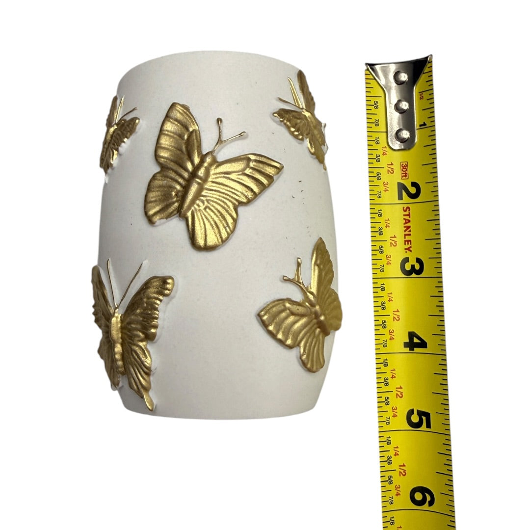 Gold Butterfly Makeup Brush Holders Bathroom Holders 3 Piece Set