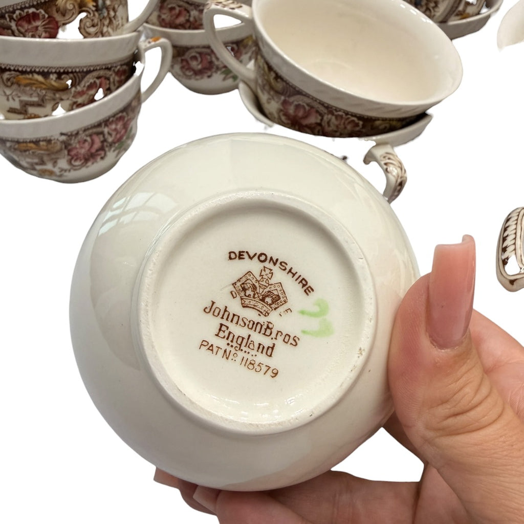 Antique Tea China Set Devonshire Johnson Bros Made in England 32pcs