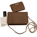 Brown & Gold Bebe Beaded Crossbody Handbag with Wallet