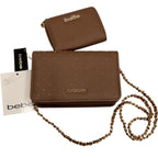Brown & Gold Bebe Beaded Crossbody Handbag with Wallet