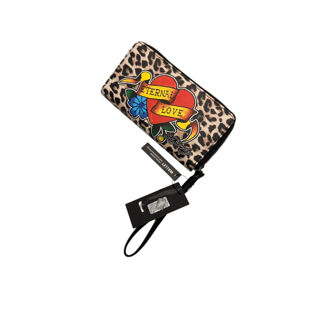 Ed Hardy Black Animal Print Enteral Love Wallet
