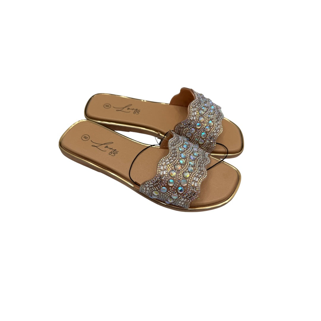 Gold & Silver Sparkle Gem Sandals Size 8