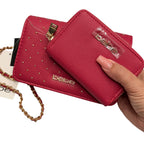 Pink & Gold Bead BeBe Purse Crossbody with Wallet