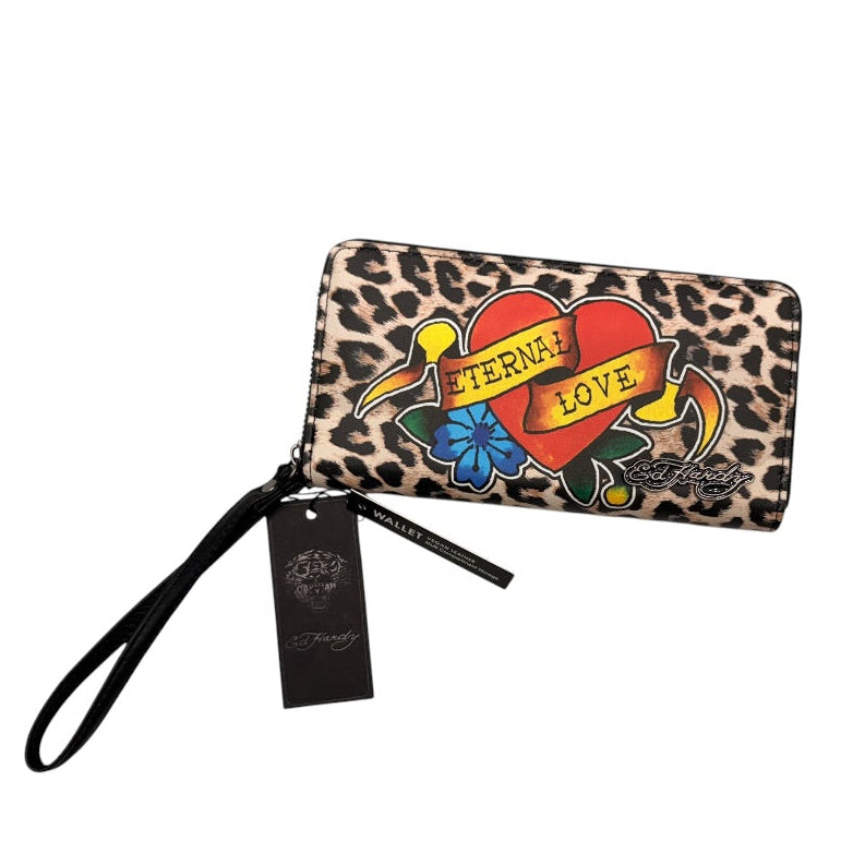 Ed Hardy Black Animal Print Enteral Love Wallet