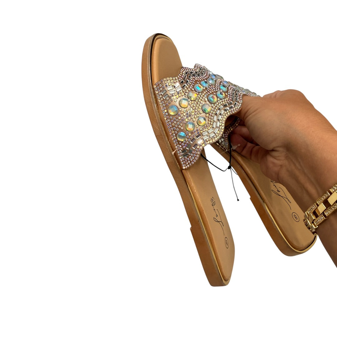 Gold & Silver Sparkle Gem Sandals Size 8