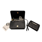 Black & Gold Woven BeBe Purse Crossbody with Wallet