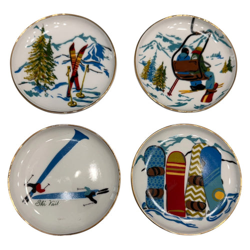 Ceramic Snow Ski Coasters Set of 4
