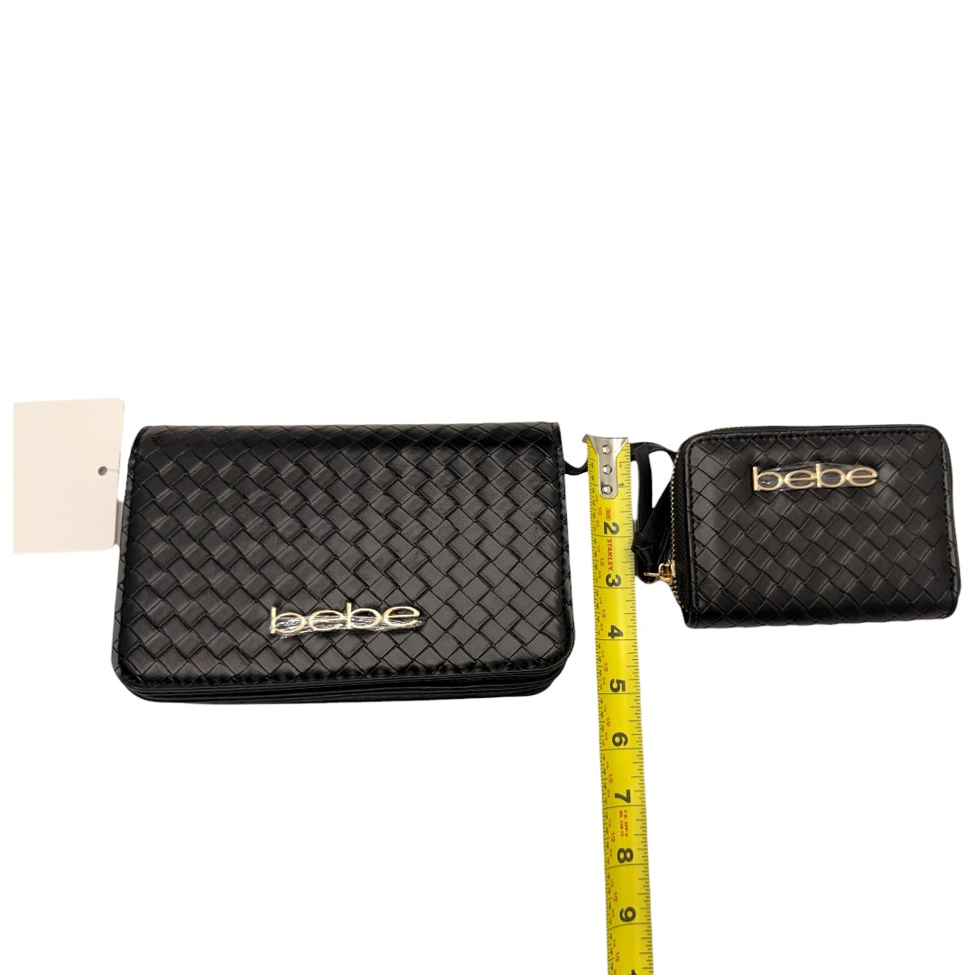Black & Gold Woven BeBe Purse Crossbody with Wallet