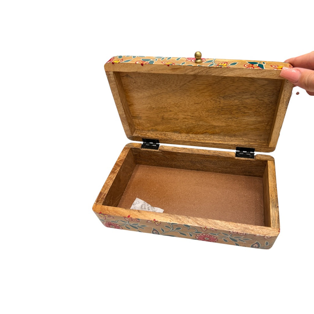 Wooden Flowers Keepsake Box Jewelry Box Handmade in India