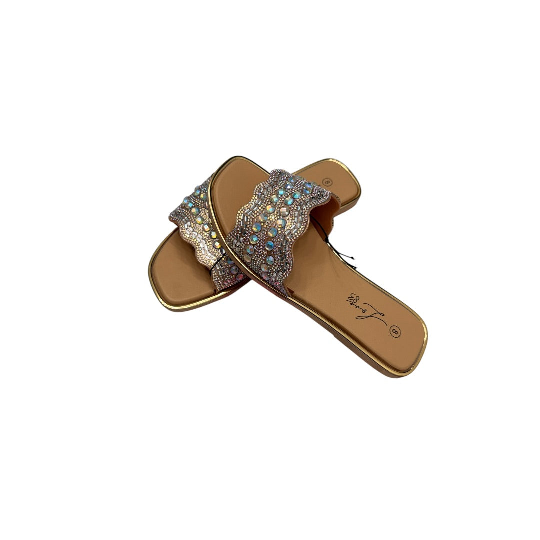 Gold & Silver Sparkle Gem Sandals Size 8