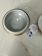Bird Blue Ceramic Jewelry Jar Gold