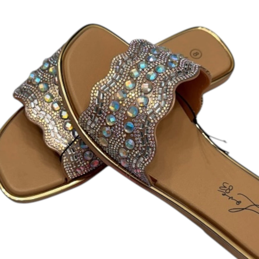Gold & Silver Sparkle Gem Sandals Size 8
