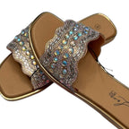 Gold & Silver Sparkle Gem Sandals Size 8