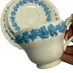Wedgwood Blue & White Floral Queens Ware 9pc Set England