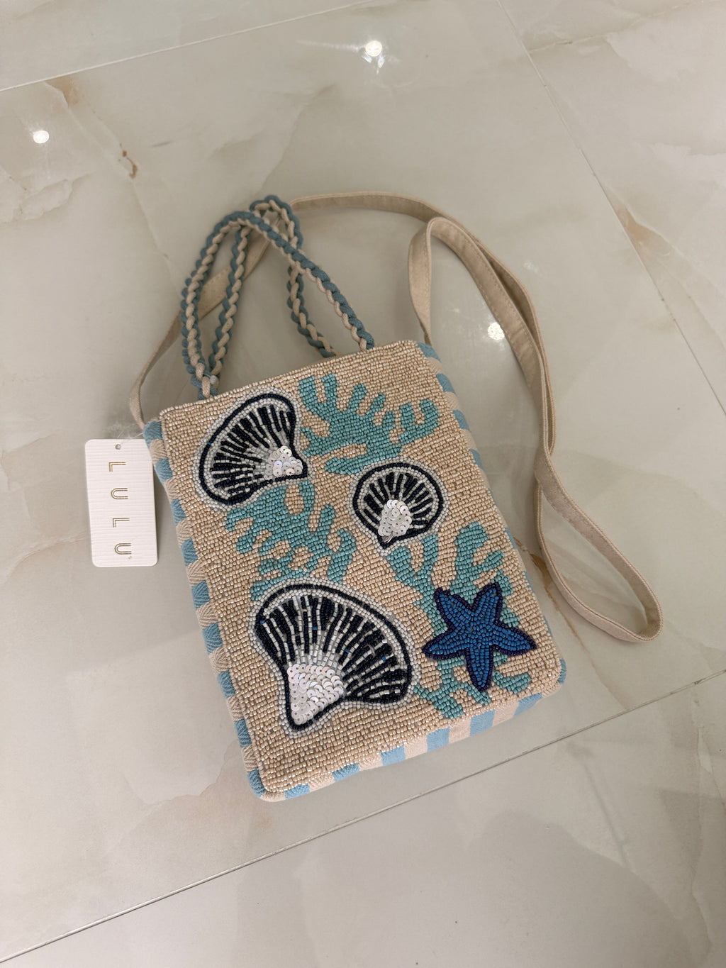 So Beachy Blue & Tan Purse