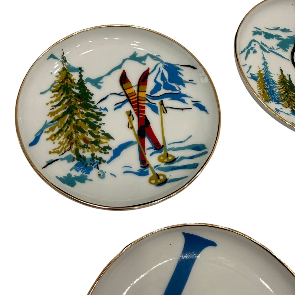 Ceramic Snow Ski Coasters Set of 4