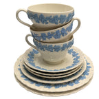 Wedgwood Blue & White Floral Queens Ware 9pc Set England