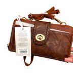 Western Floral Brown Crossbody Handbag