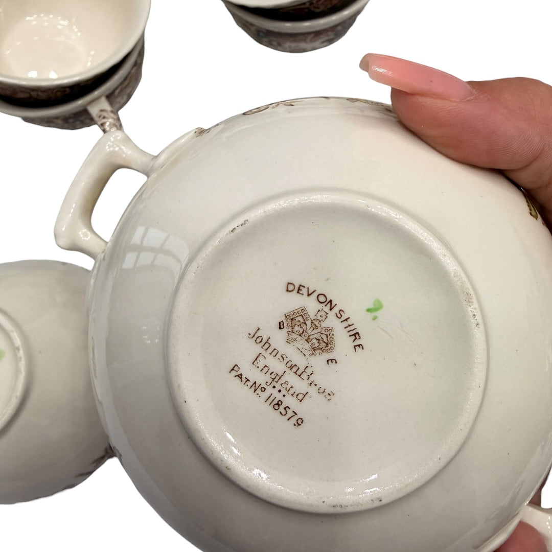 Antique Tea China Set Devonshire Johnson Bros Made in England 32pcs