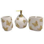 Gold Butterfly Makeup Brush Holders Bathroom Holders 3 Piece Set