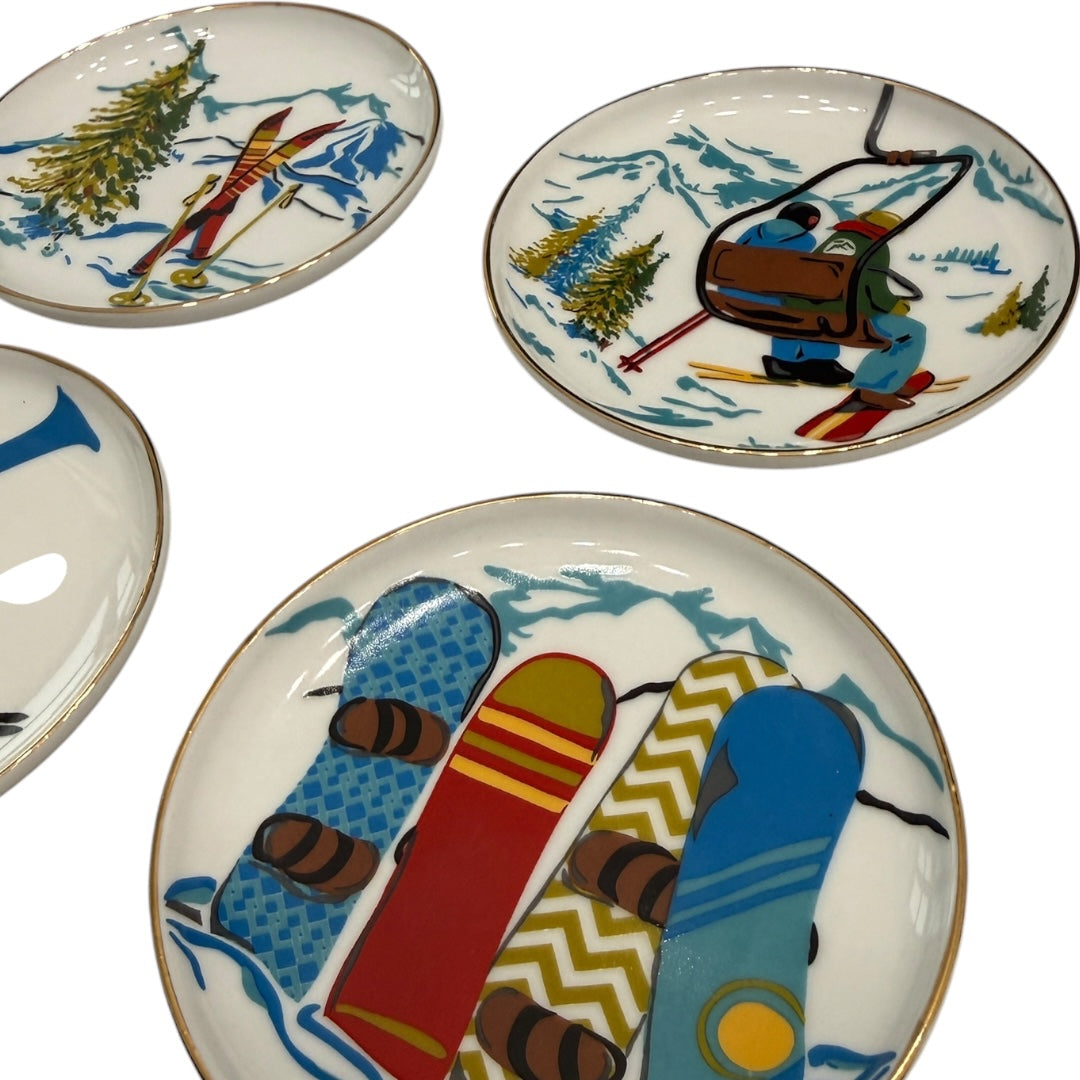 Ceramic Snow Ski Coasters Set of 4