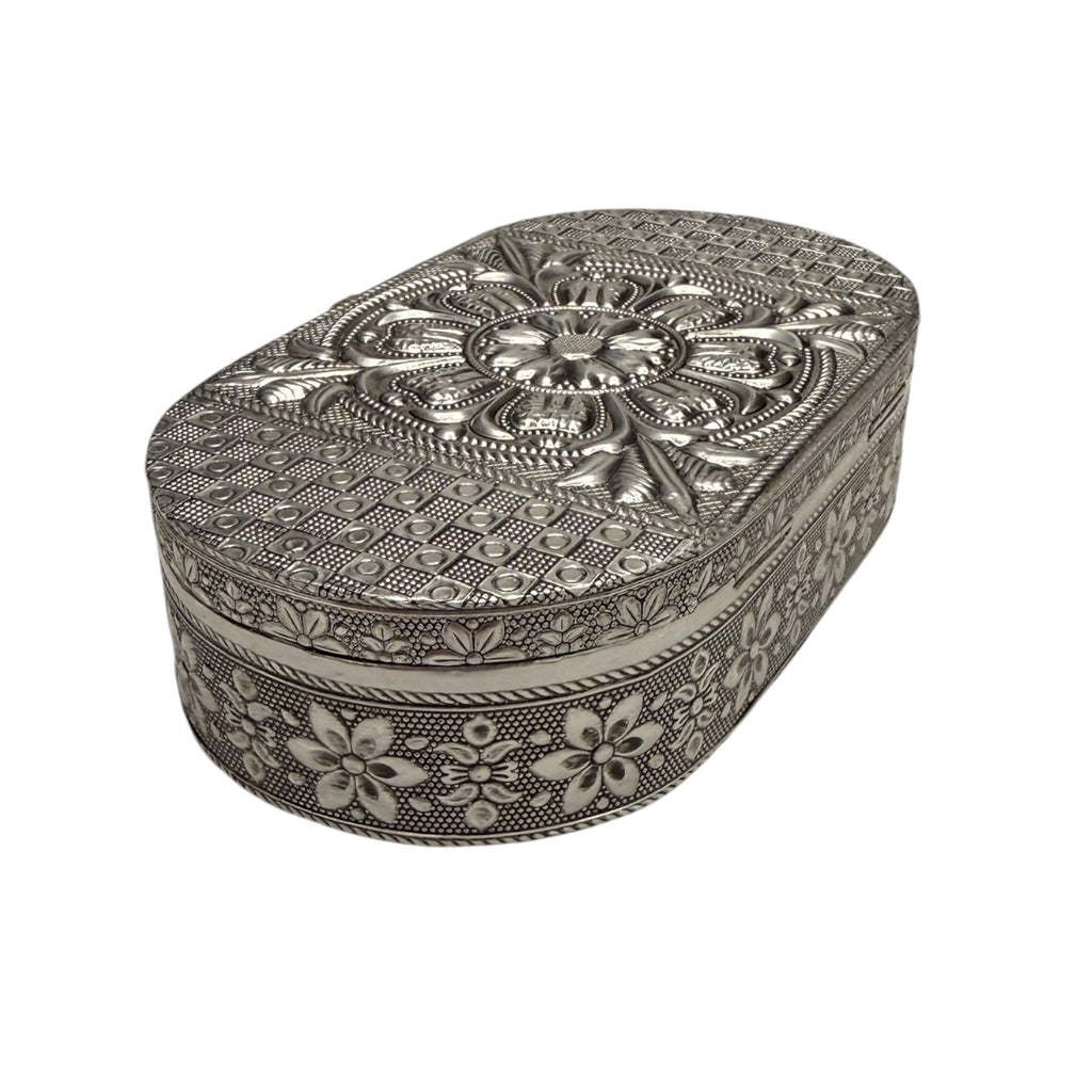 Silver Flower Keepsake Box Jewelry Box