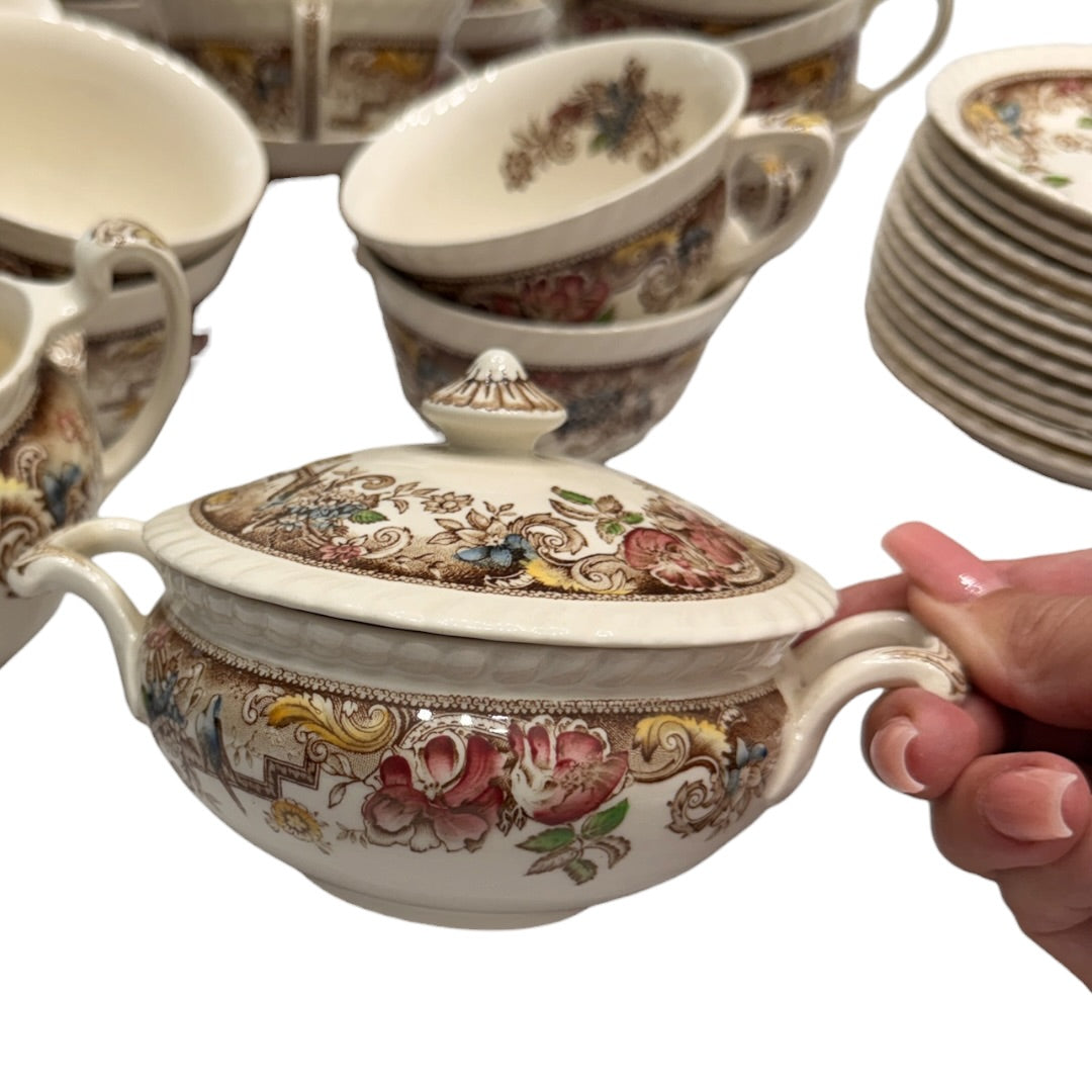 Antique Tea China Set Devonshire Johnson Bros Made in England 32pcs