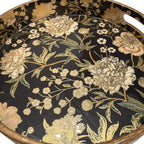 Black & Gold Floral Jewelry Holder Counter Decor Tray