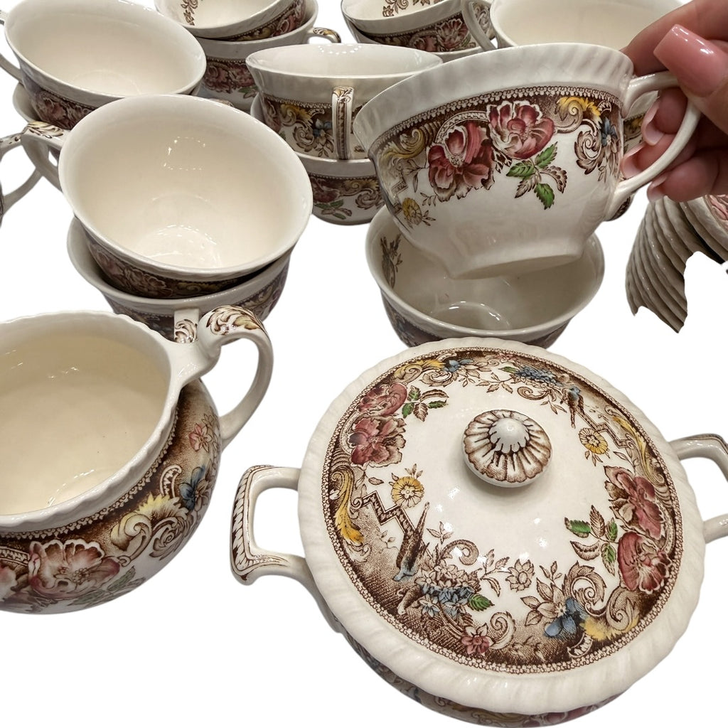 Antique Tea China Set Devonshire Johnson Bros Made in England 32pcs