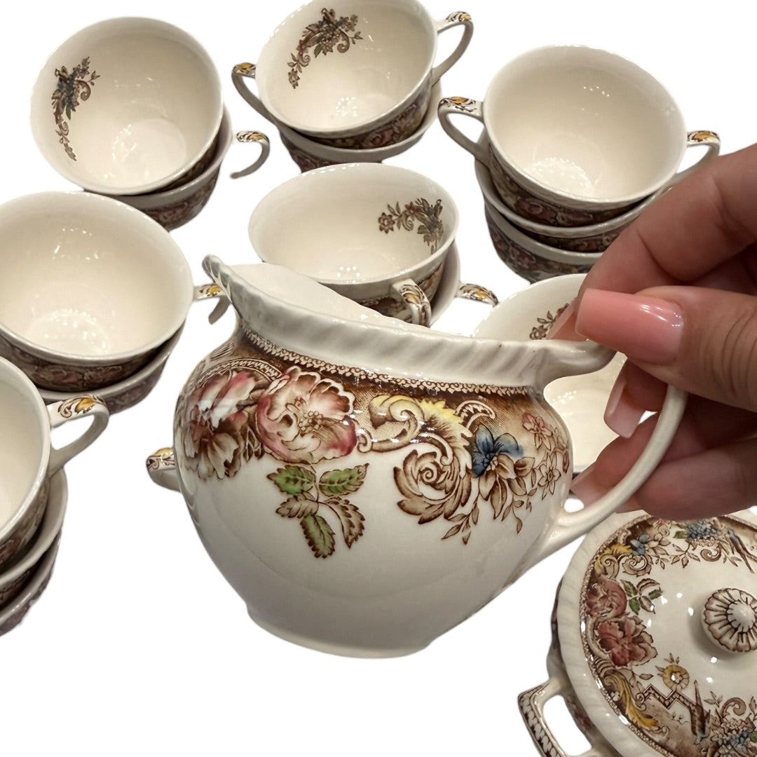 Antique Tea China Set Devonshire Johnson Bros Made in England 32pcs