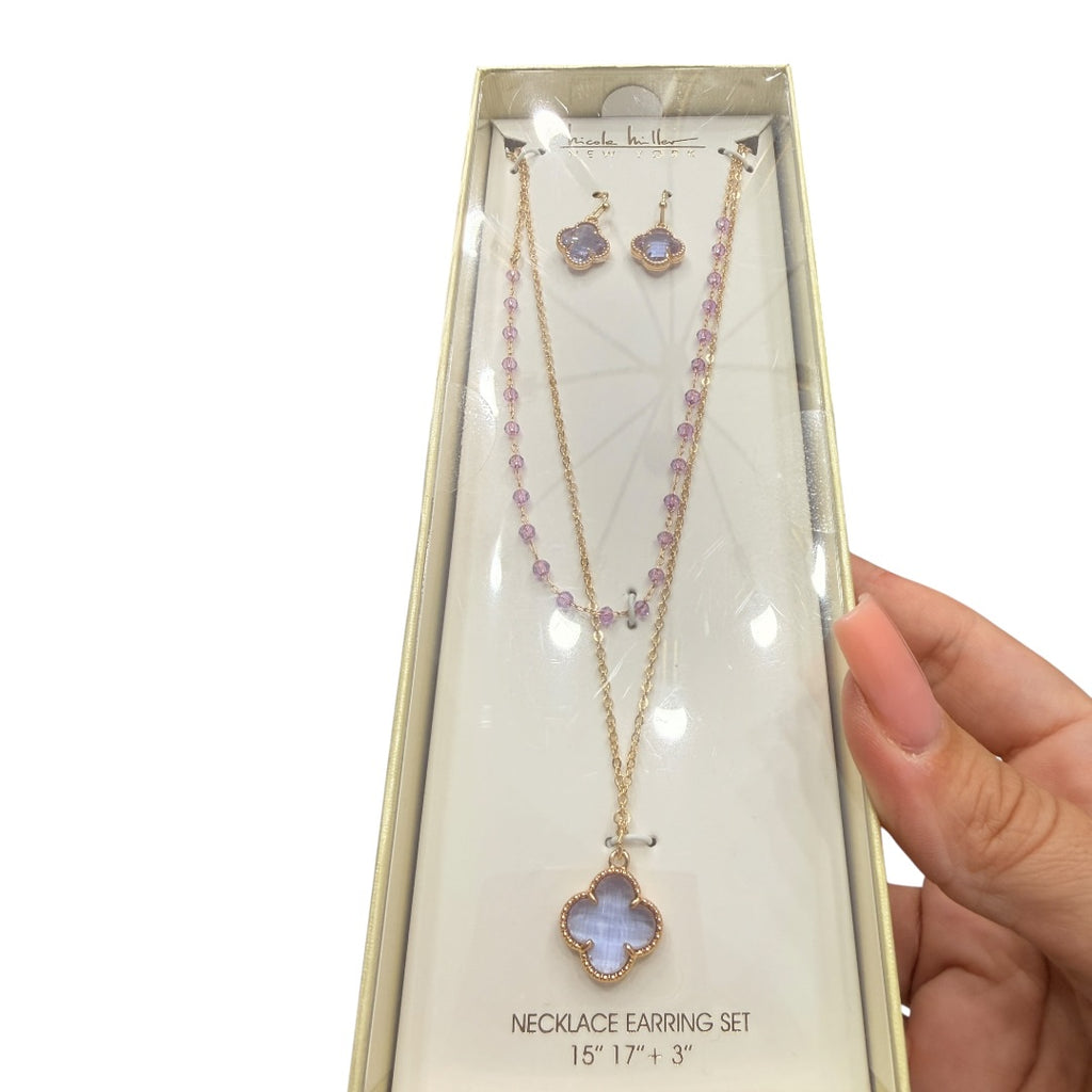 Lavender Clover Necklace Set