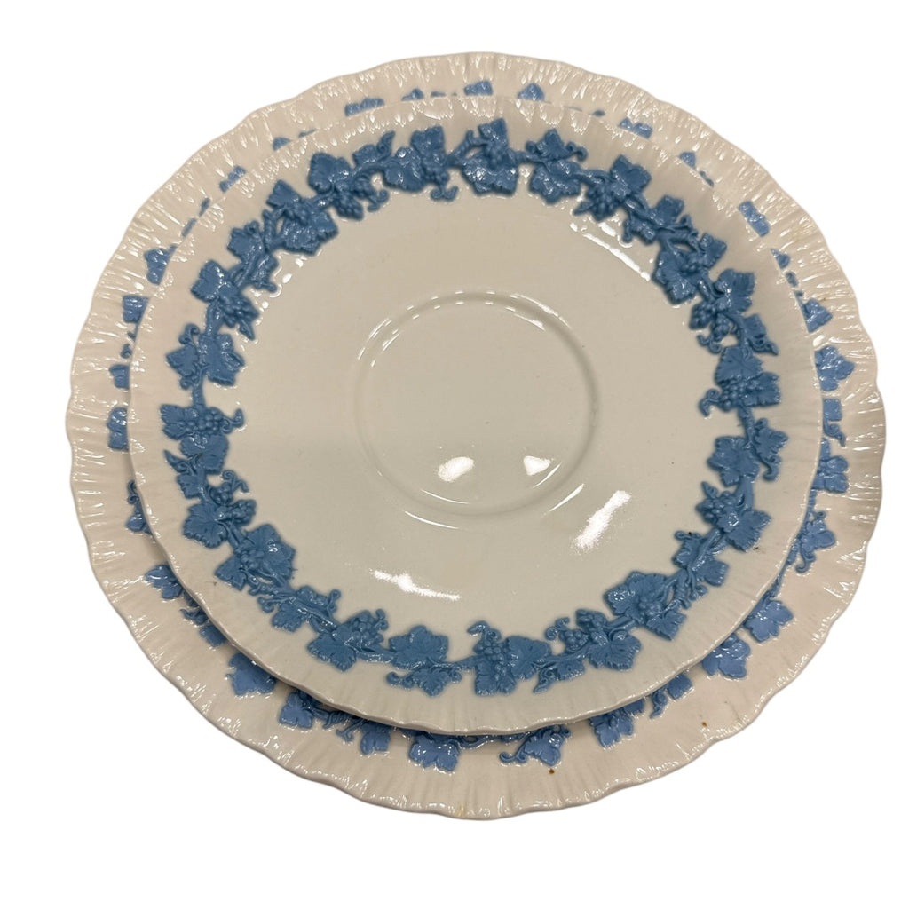 Wedgwood Blue & White Floral Queens Ware 9pc Set England