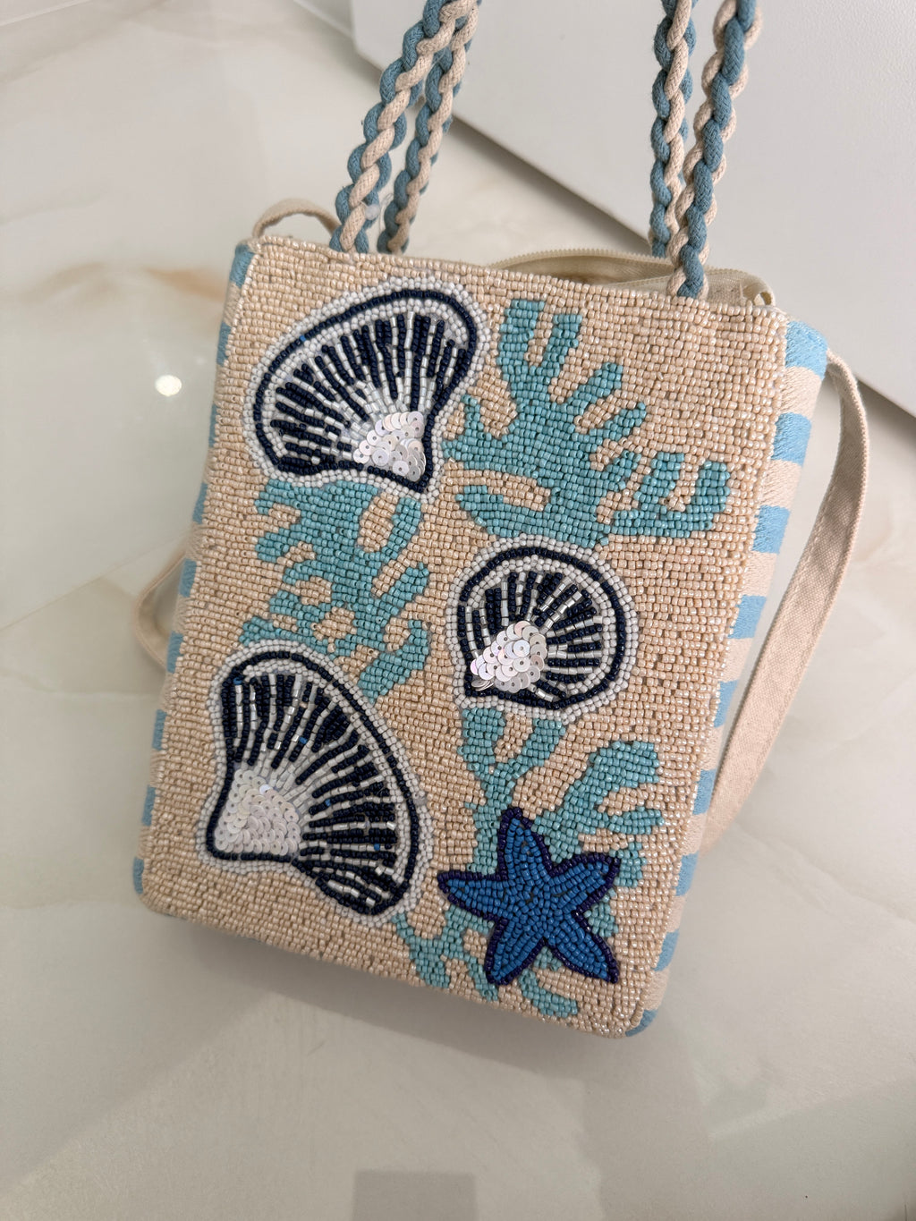 So Beachy Blue & Tan Purse