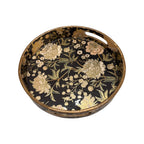Black & Gold Floral Jewelry Holder Counter Decor Tray
