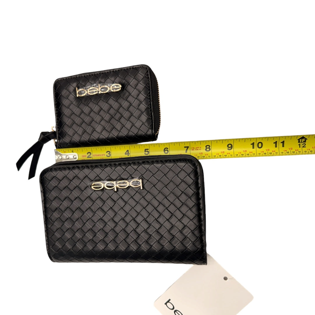 Black & Gold Woven BeBe Purse Crossbody with Wallet