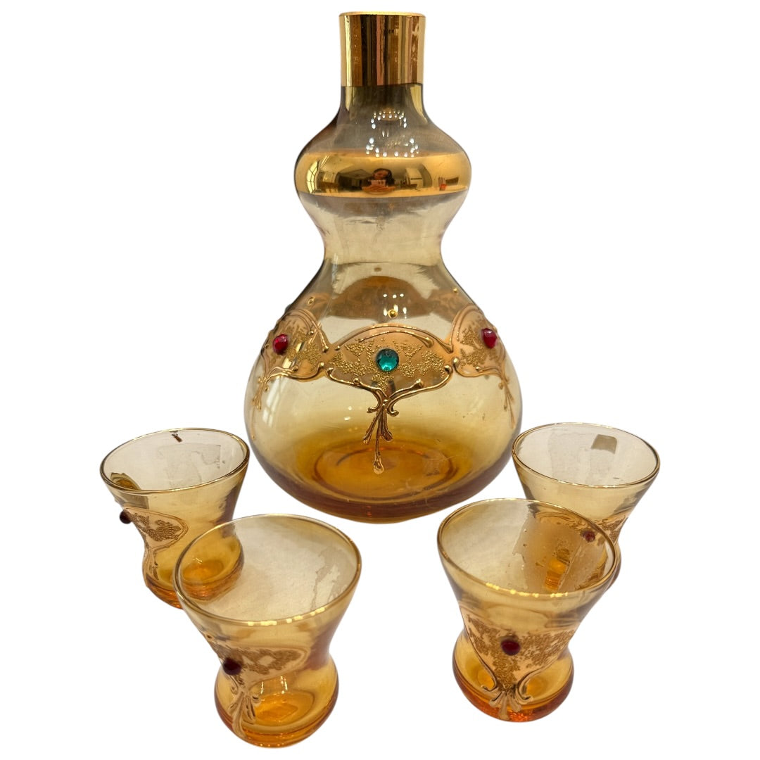 Gold Glass Set Made in Italy 5 Piece