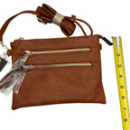 Soft Brown Zipper Crossbody Handbag