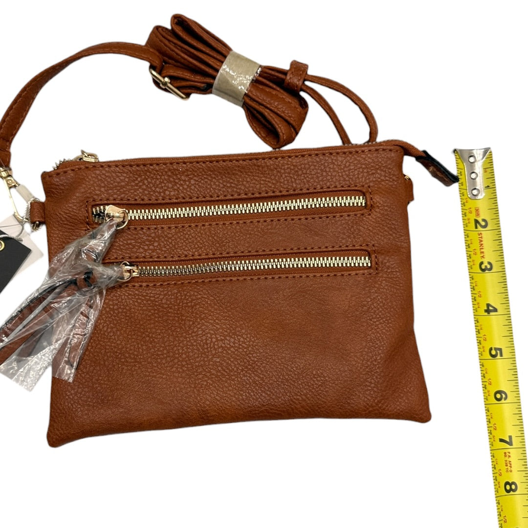 Soft Brown Zipper Crossbody Handbag