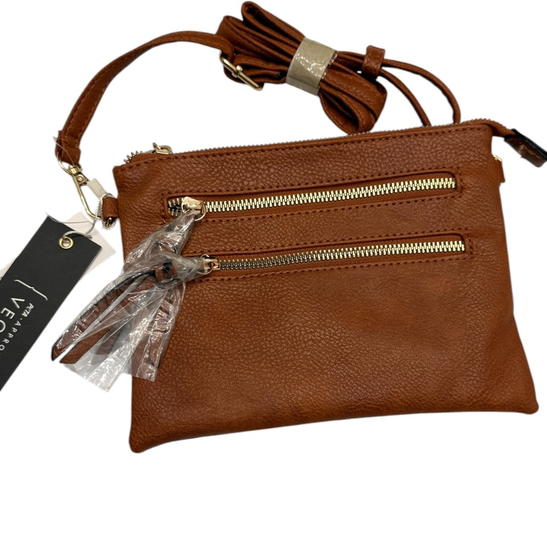 Soft Brown Zipper Crossbody Handbag