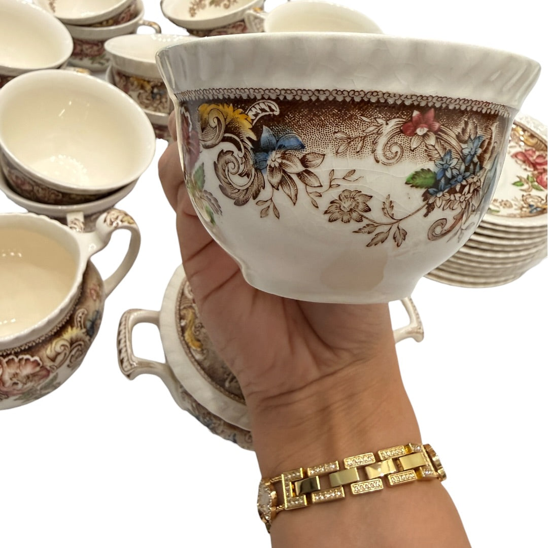Antique Tea China Set Devonshire Johnson Bros Made in England 32pcs