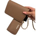 Brown & Gold Bebe Beaded Crossbody Handbag with Wallet