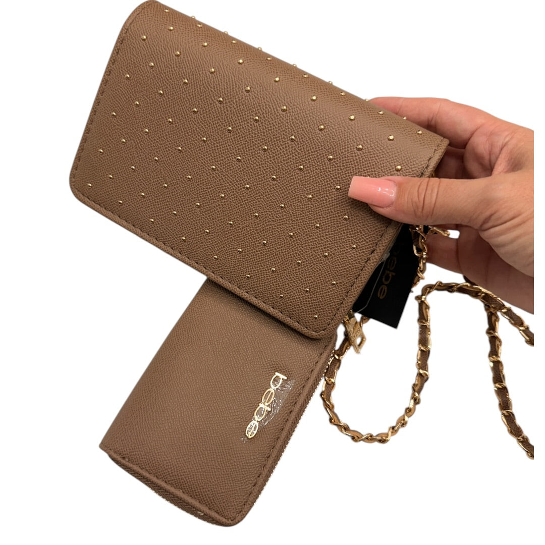 Brown & Gold Bebe Beaded Crossbody Handbag with Wallet