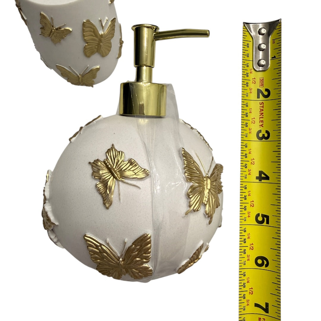 Gold Butterfly Makeup Brush Holders Bathroom Holders 3 Piece Set