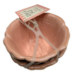Hand Painted Pink Jewelry Makeup Bathroom Vanity Flower Bowls Set of 2