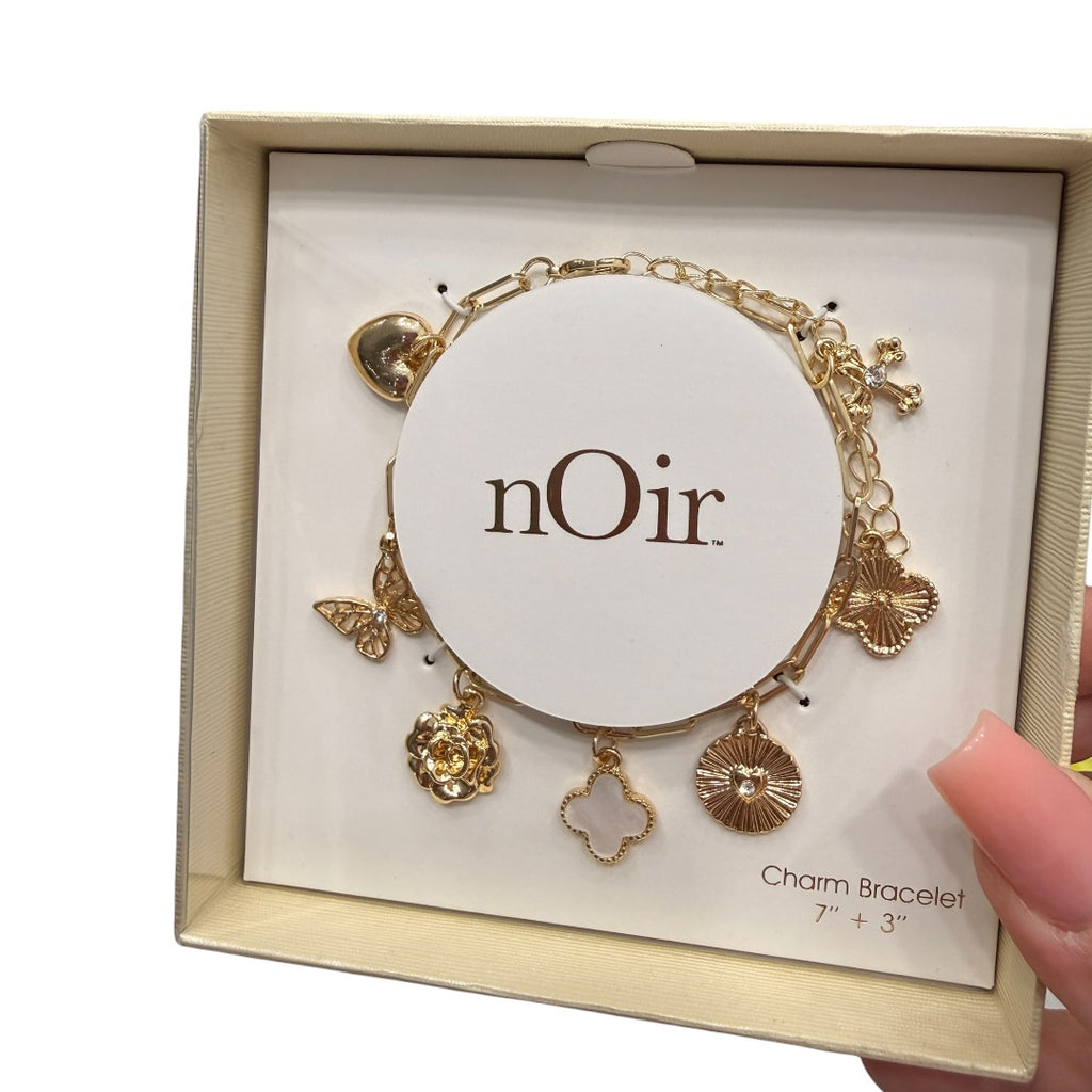 Gold Charm Clover & Butterfly Fashion Bracelet